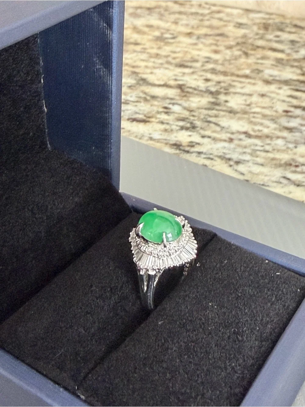 Natural Jade and natural diamonds Ring - Women Jewelry